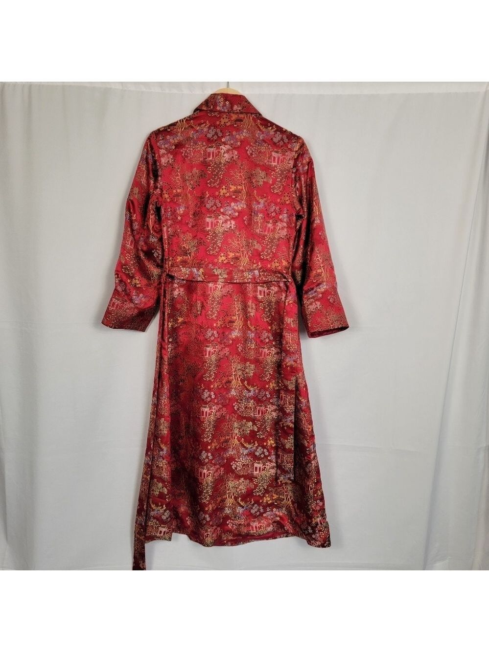 Vintage Kimono Robe Red Brocade Robe #3003 - Picture 3 of 14
